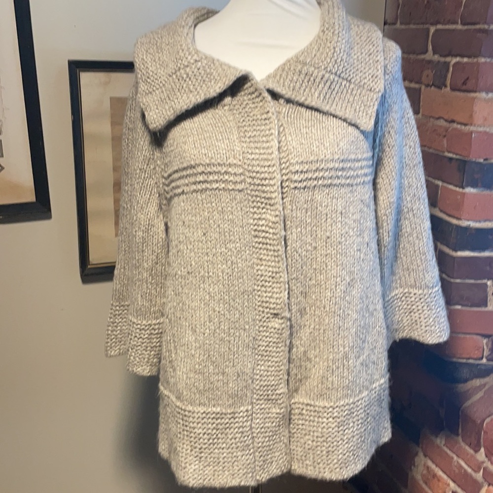 Eddie Bauer XXL/XXG tan/cream button shawl sweater